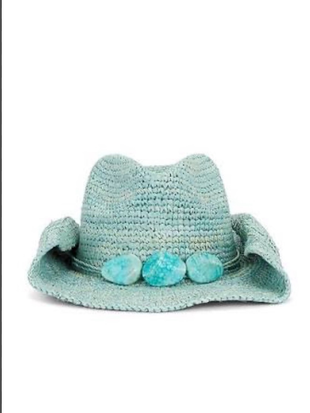 Abella Seagreen Knit Cowboy Hat with Pom Detail